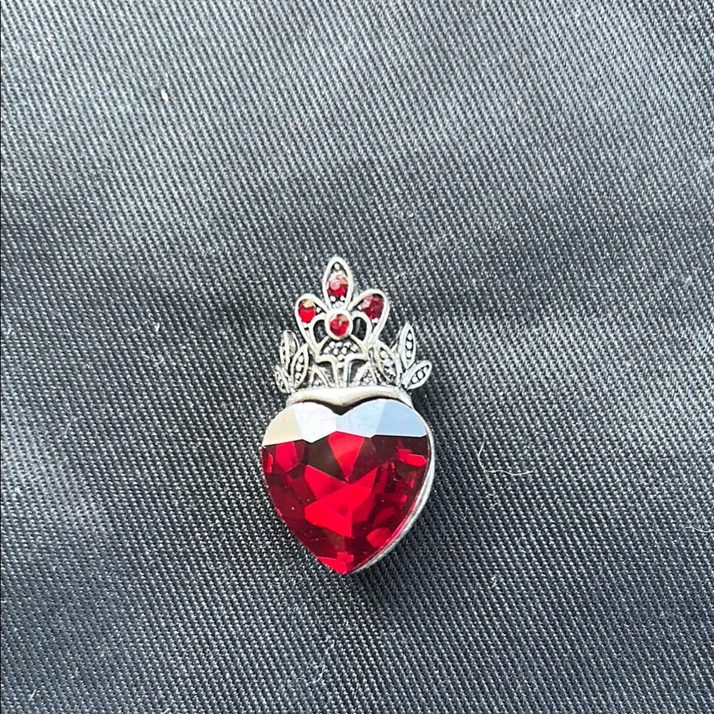 Silver Crown Red Heart Pendant